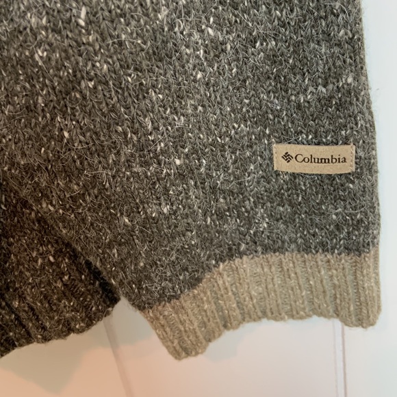 Columbia Vintage Gray Beige Striped Speckled Cotton Wool Mix Sweater Size XL - Picture 5 of 6